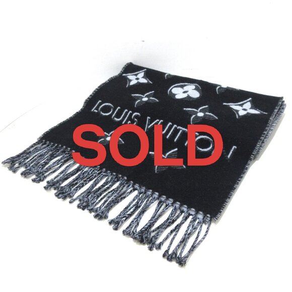 LOUIS VUITTON Escharp LV Essential Shine Noir Others Scarf 513-041525 - Picture 1 of 8